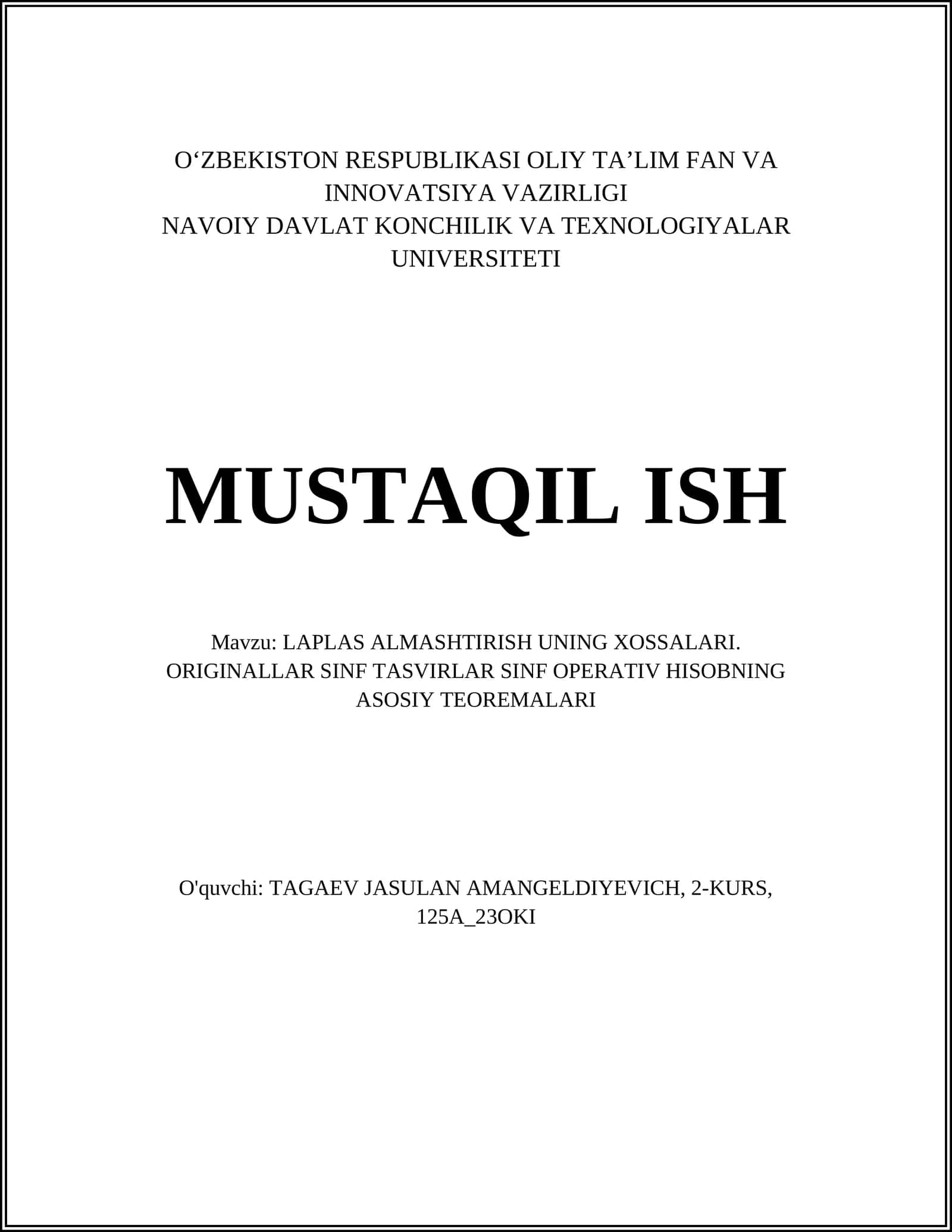 LAPLAS ALMASHTIRISH UNING XOSSALARI 1