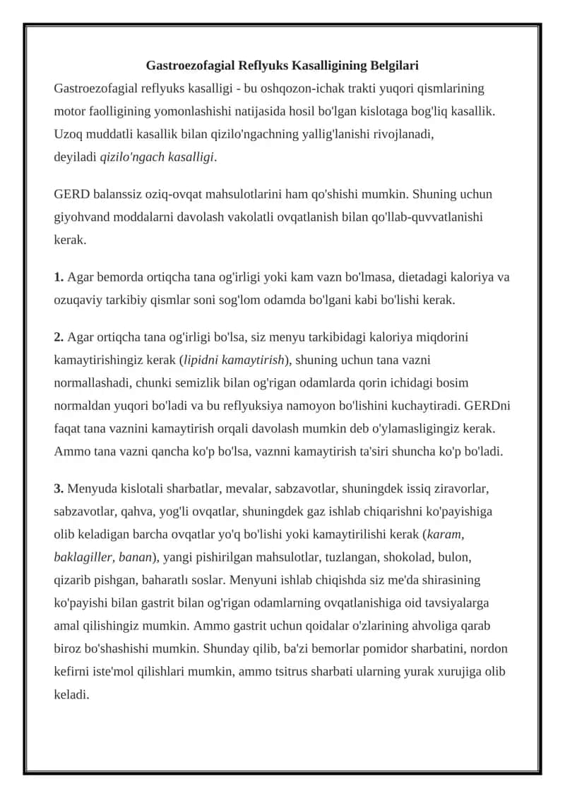 Gastroezofagial Reflyuks Kasalligining Belgilari 1