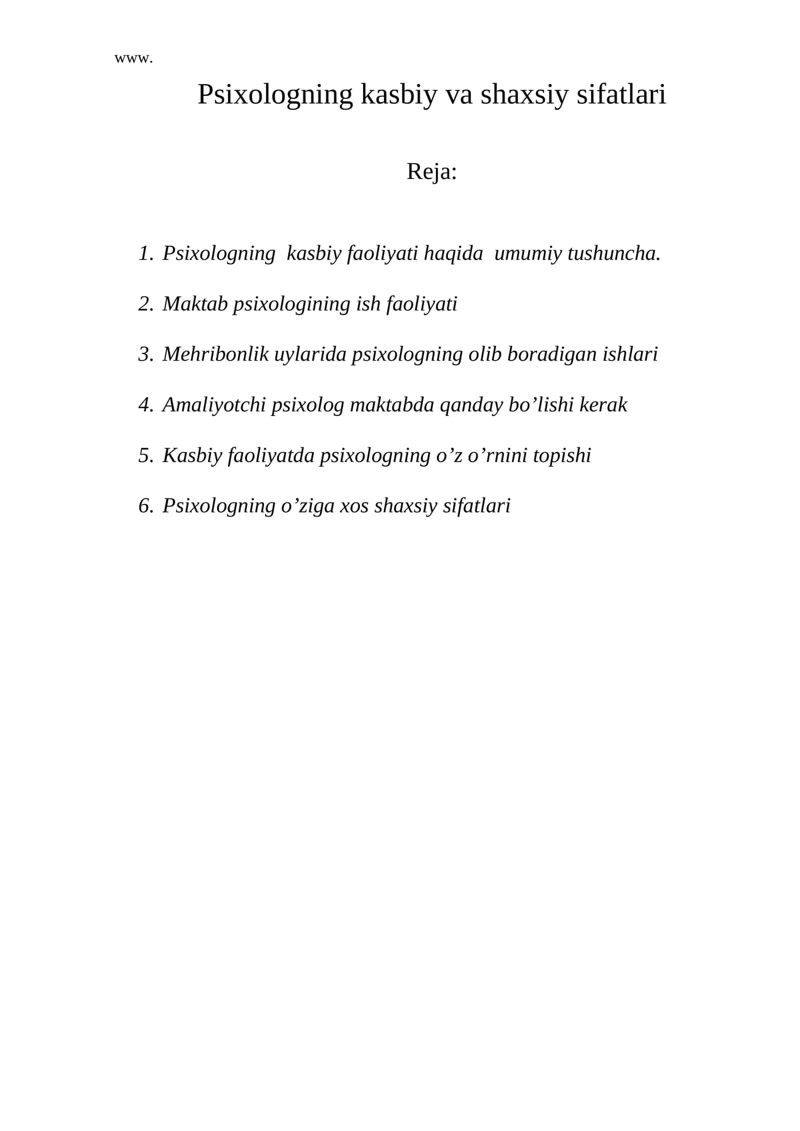 Psixologning kasbiy va shaxsiy sifatlari 1