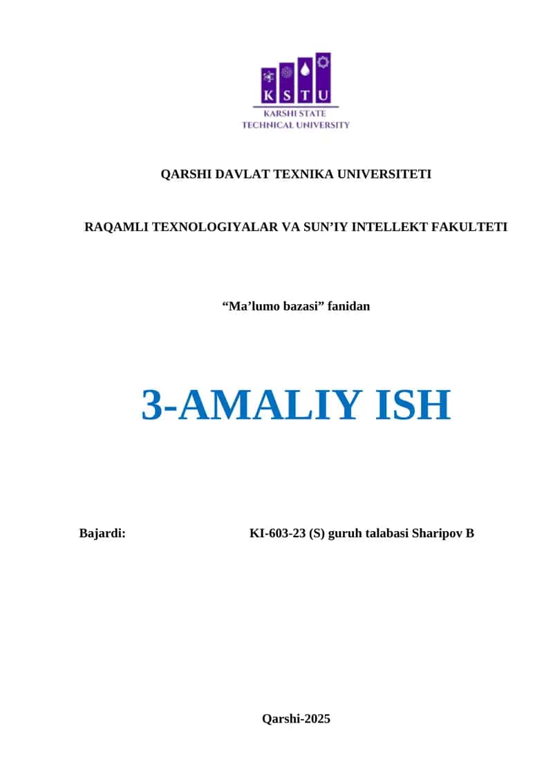 SQL Tilida Jadvallarni Yaratish, O'zgartirish va O'chirish 1