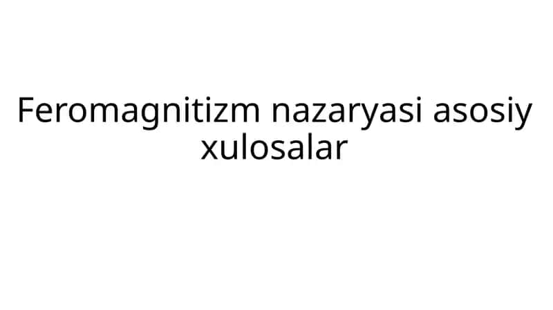 Feromagnitizm 1