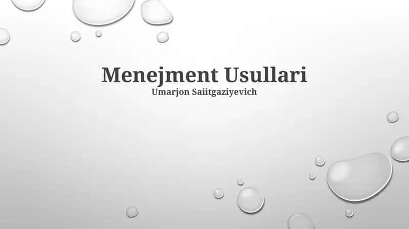 Menejment Usullari 1