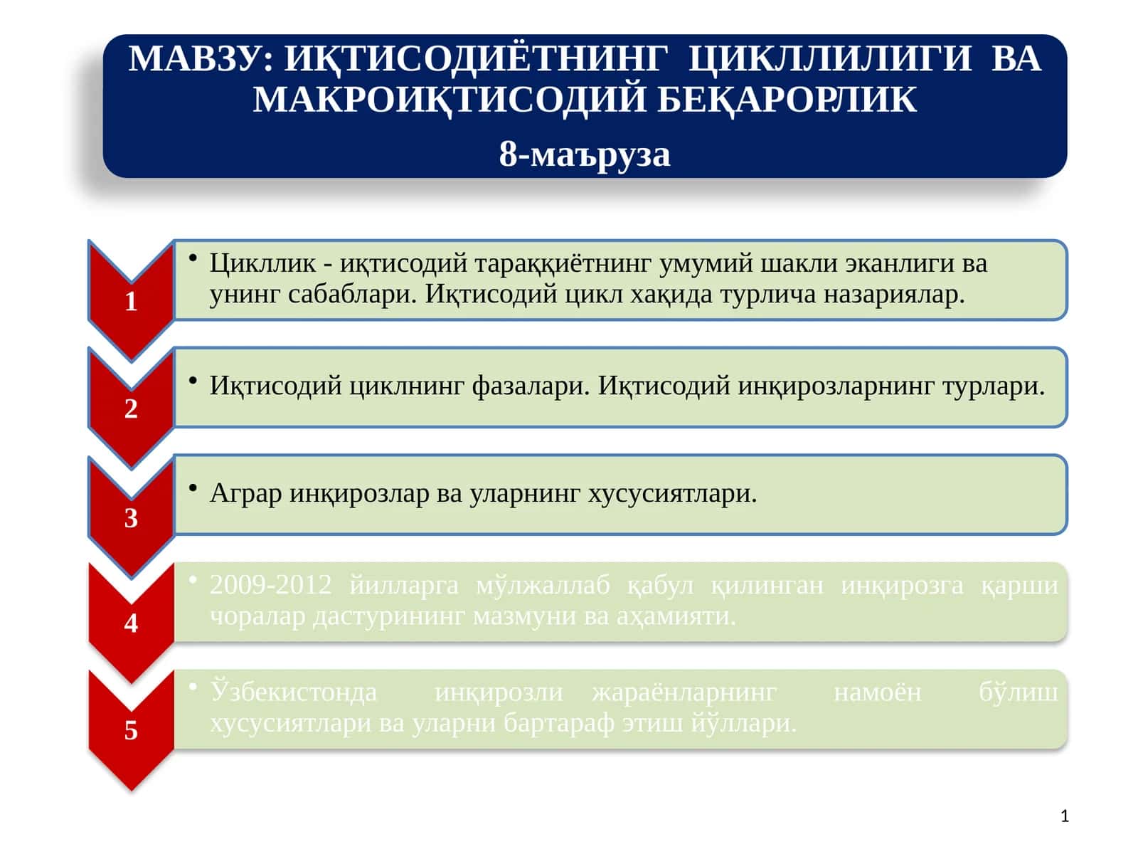 Иқтисодиётнинг циклли ривожланиши 1