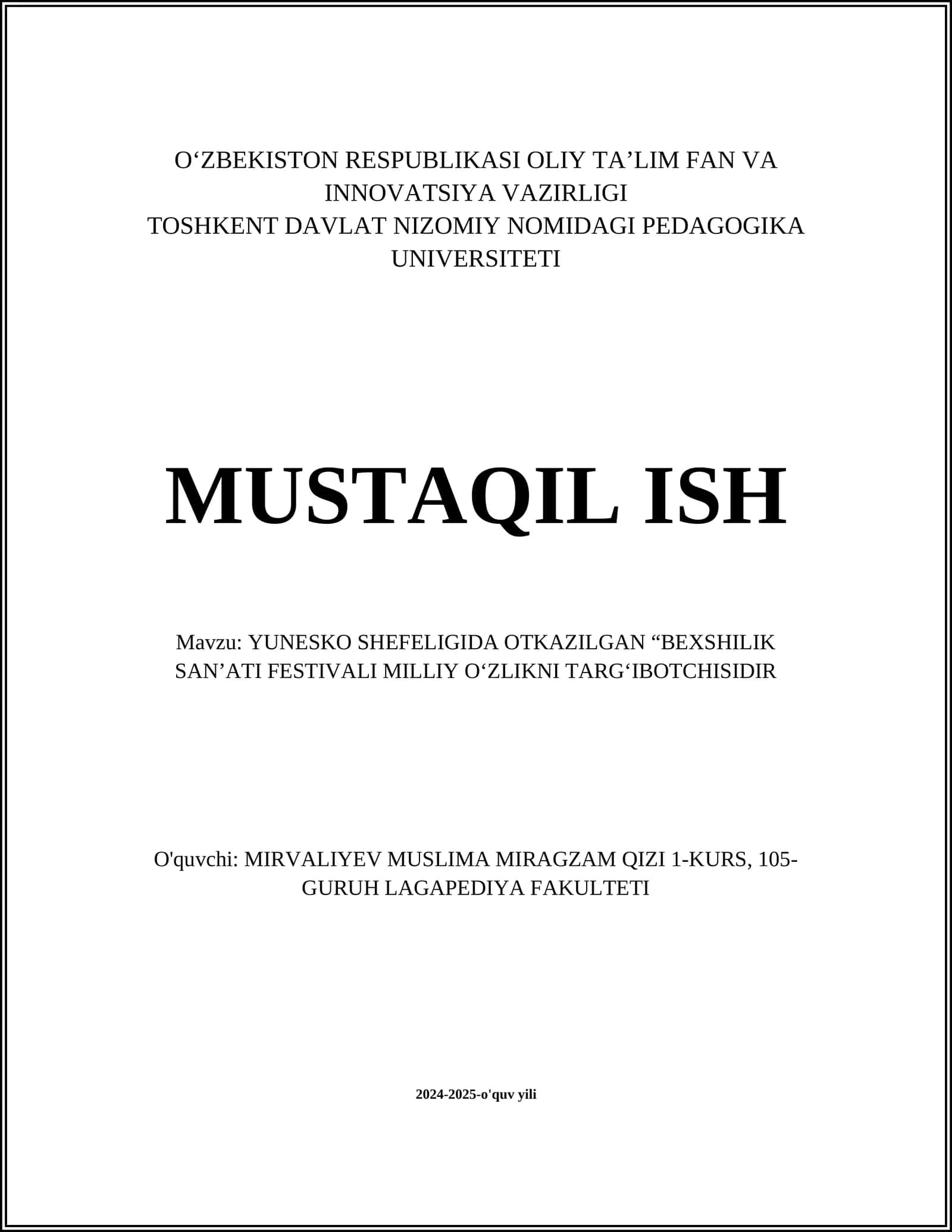 YUNESKO SHEFELIGIDA OTKAZILGAN “BEXSHILIK SAN’ATI FESTIVALI MILLIY OʻZLIKNI TARGʻIBOTCHISIDIR 1
