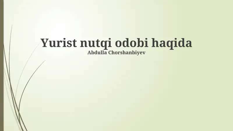Yurist nutqi odobi haqida 1