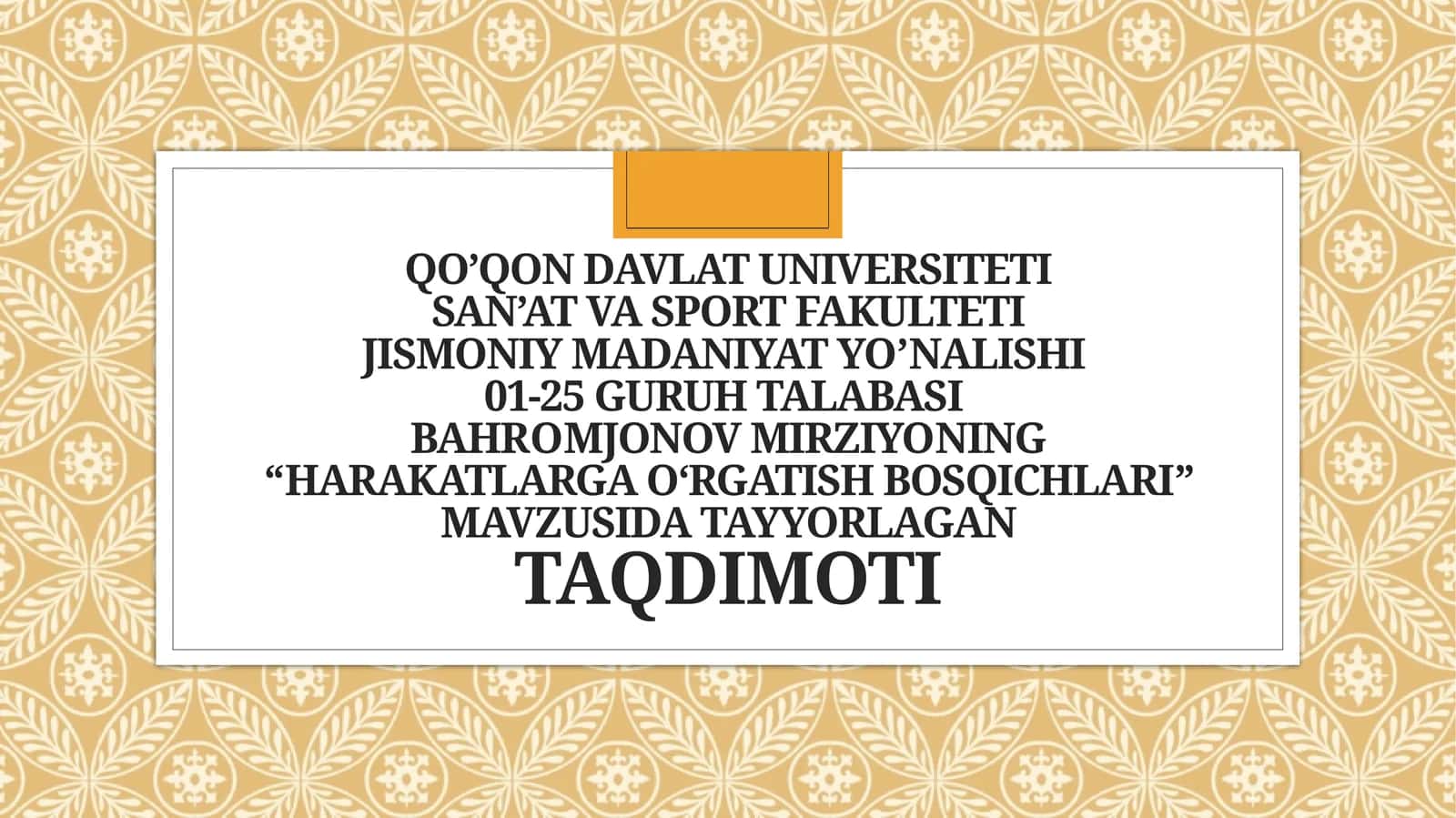 Harakatlarga o‘rgatish bosqichlari 1