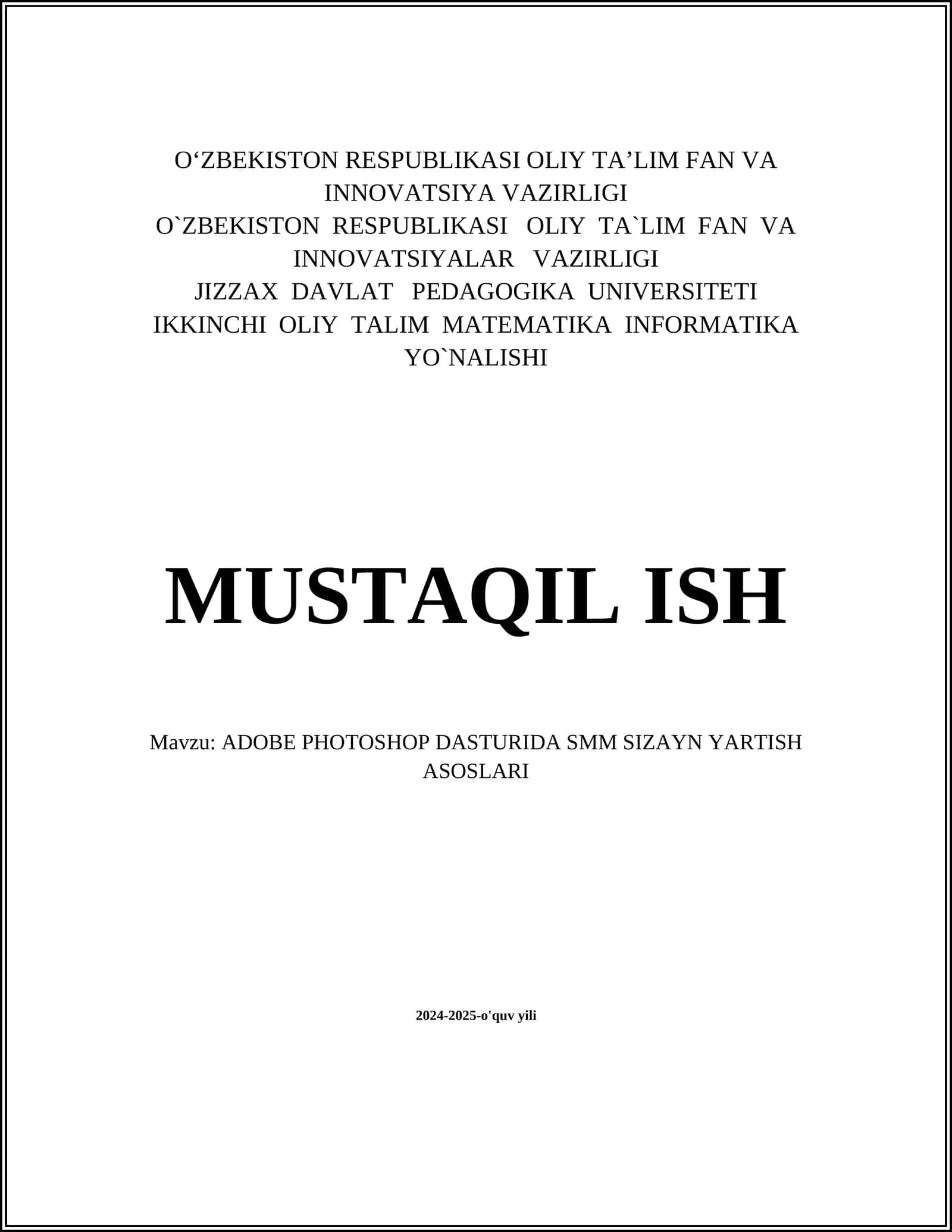 ADOBE PHOTOSHOP DASTURIDA SMM SIZAYN YARTISH ASOSLARI 1