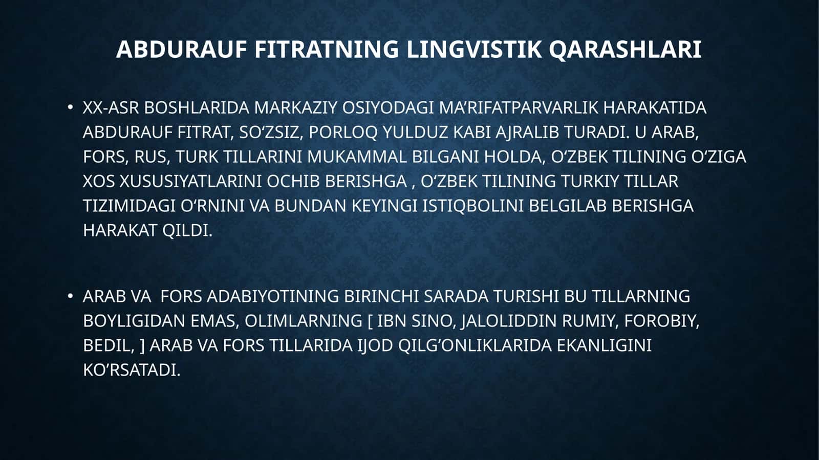 ABDURAUF FITRATNING LINGVISTIK QARASHLARI 1