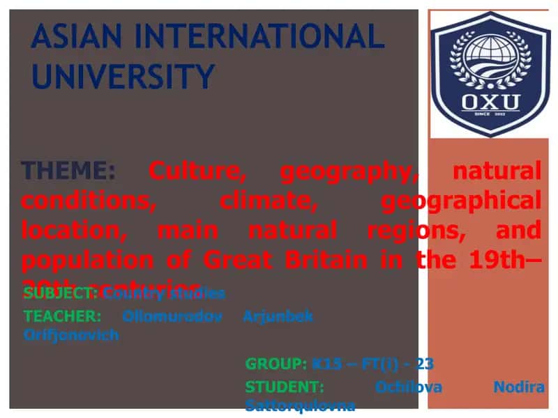 Geographical Position of Great Britain in 19th-20th century 1