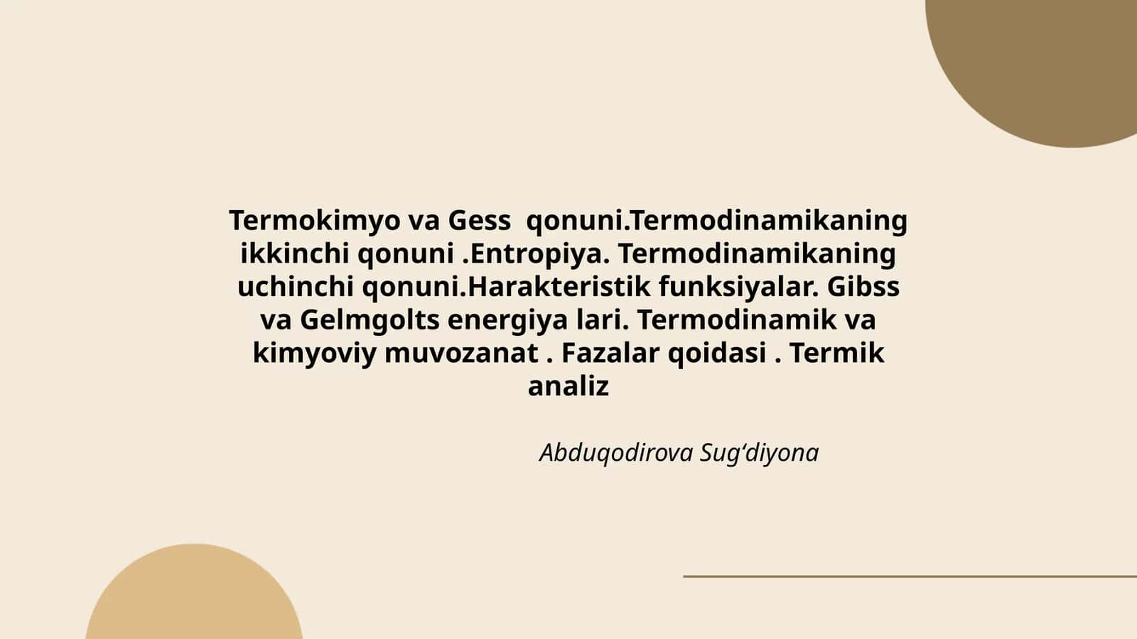 Termokimyo va Gess qonuni 1