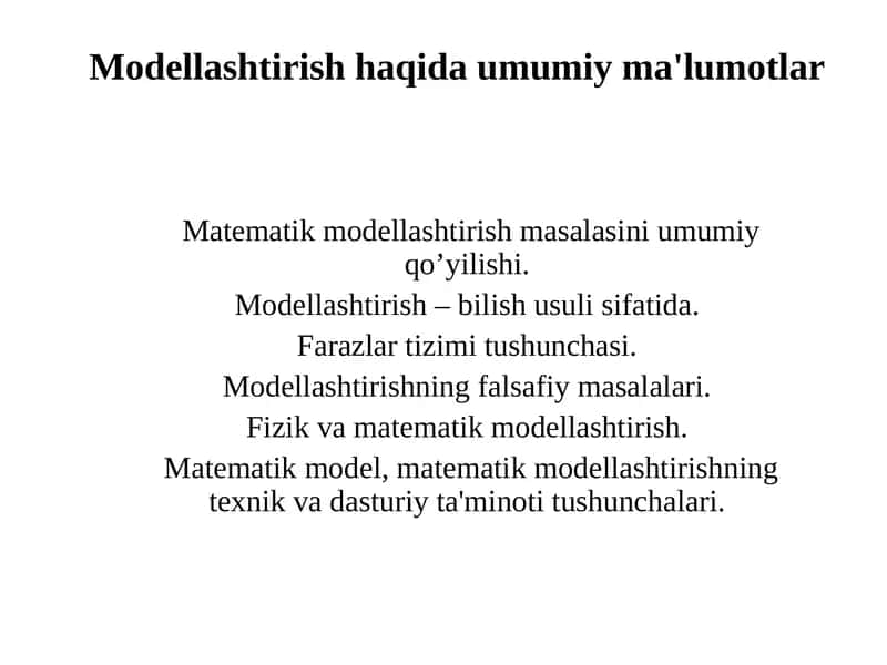 Modеllashtirish 1