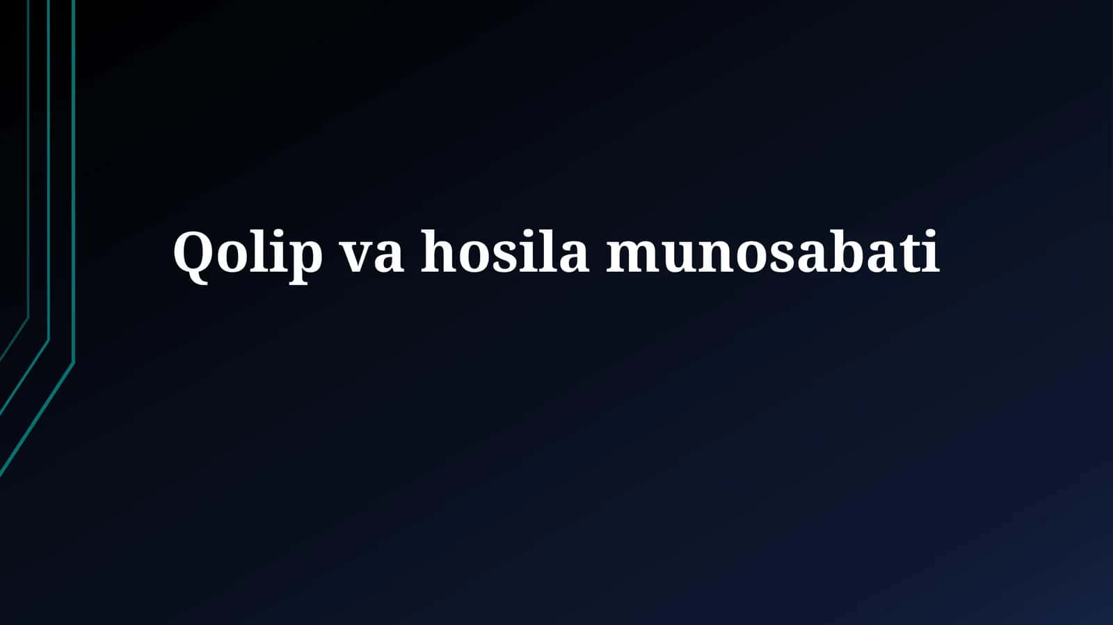 Qolip va hosila tushunchalari 1