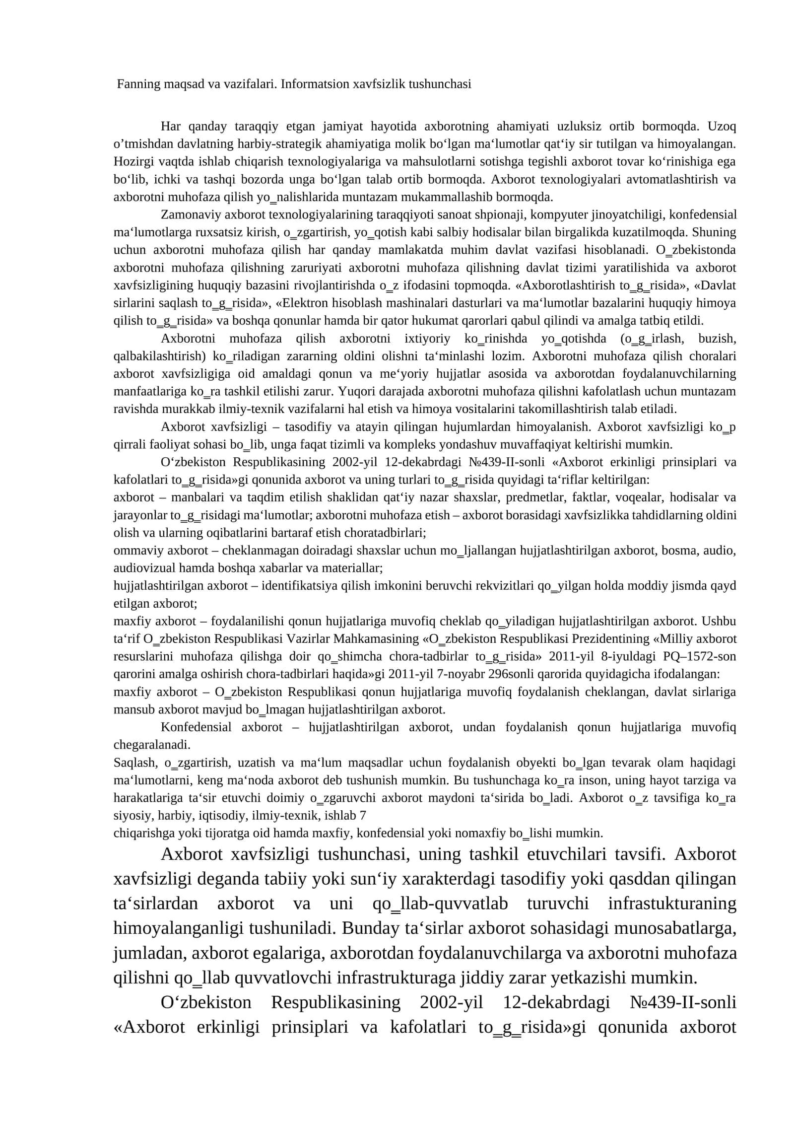 Informatsion xavfsizlik tushunchasi 1
