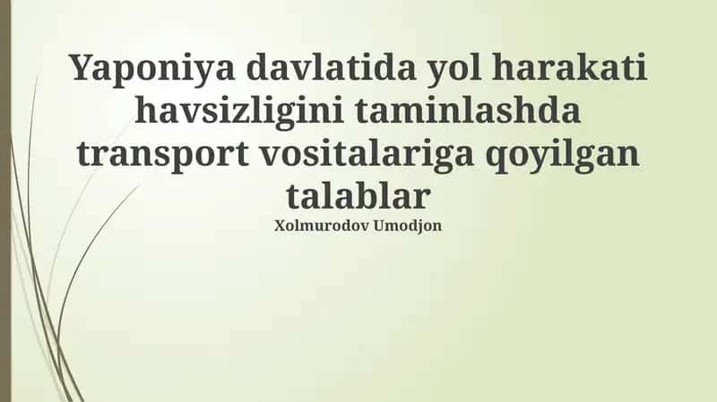Transport vositalariga texnik talablar 1