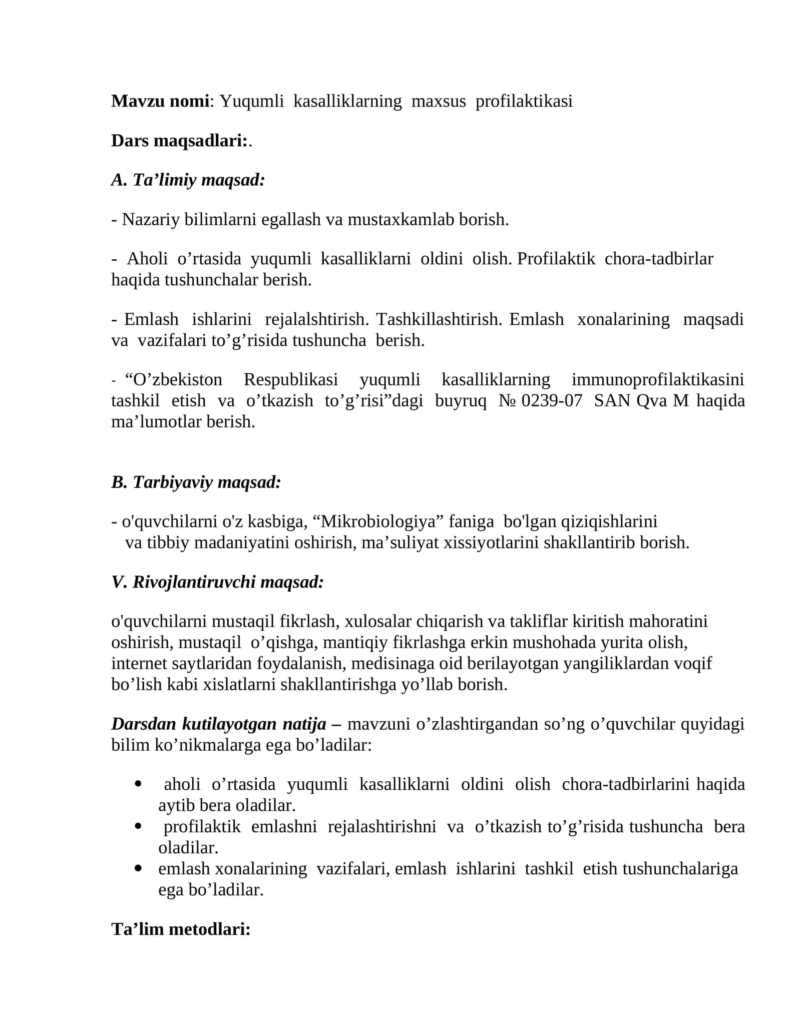 Yuqumli kasalliklarning maxsus profilaktikasi 1