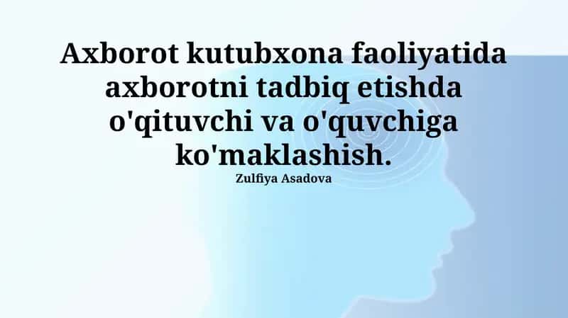 Kutubxona faoliyatida axborotni tadbiq etish 1