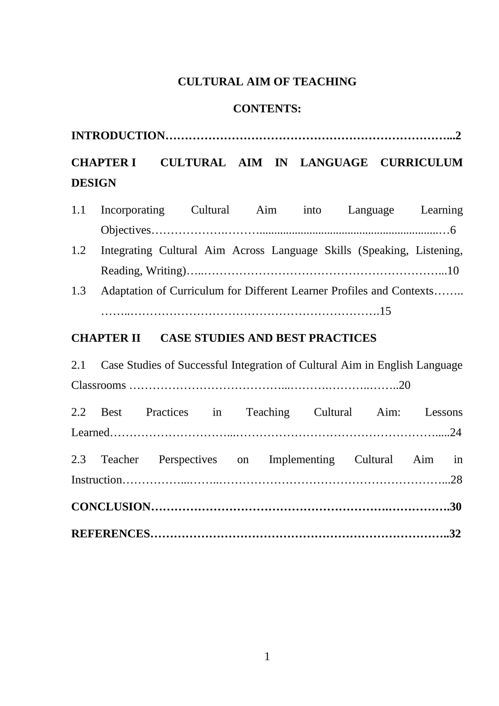 CULTURAL AIM OF TEACHING 1