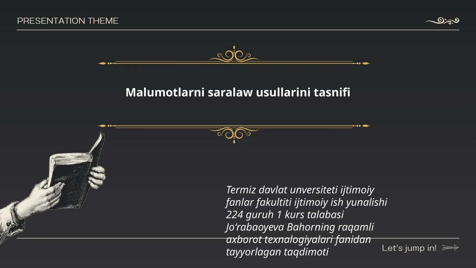 Malumotlarni saralaw usullarini tasnifi 1