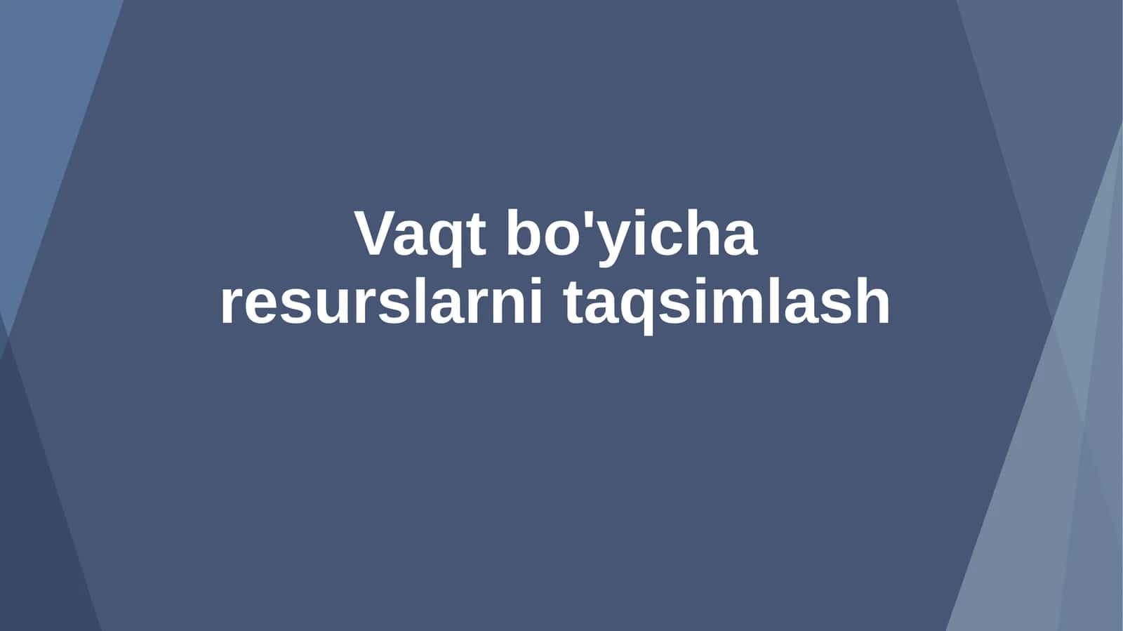 Vaqt bo'yicha resurslarni taqsimlash 1