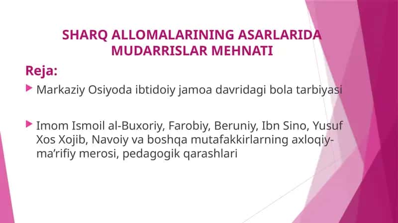 SHARQ ALLOMALARINING ASARLARIDA MUDARRISLAR MEHNATI 1