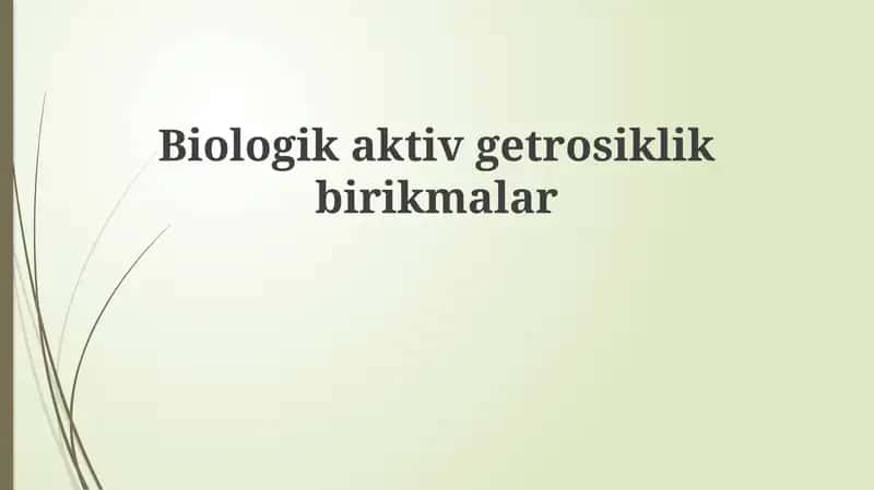 Biologik Aktiv Getrosiklik Birikmalar 1
