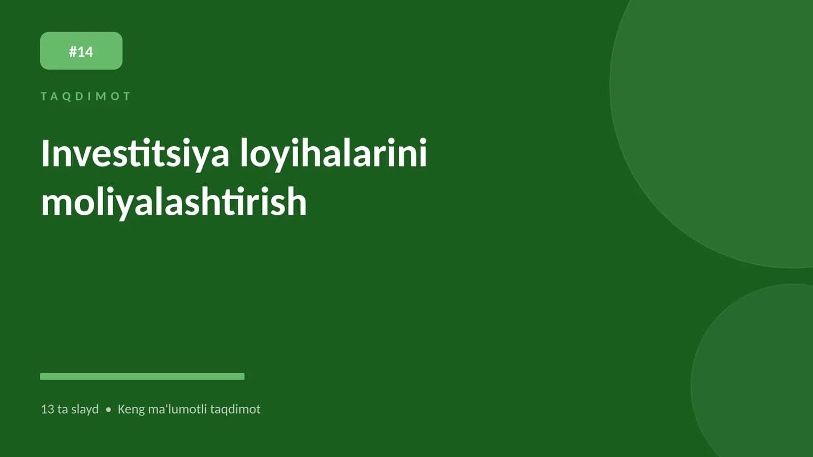 Investitsiya loyihalarini moliyalashtirish 1