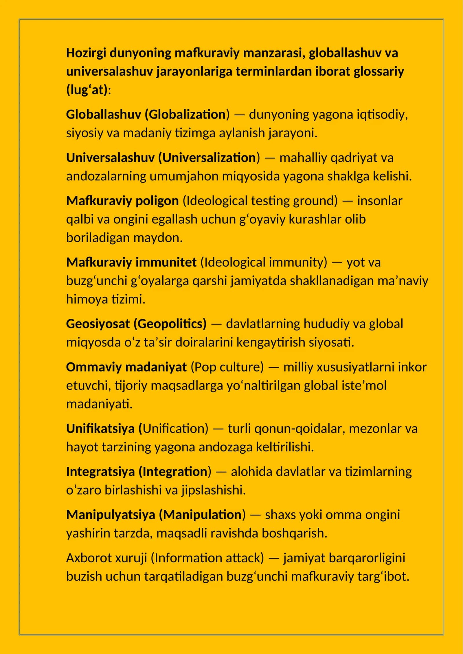 hozirgi dunyo mafkuraviy manzarasi 1