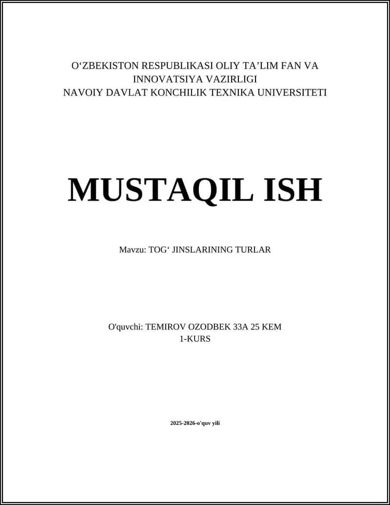 TOGʻ JINSLARINING TURLAR 1