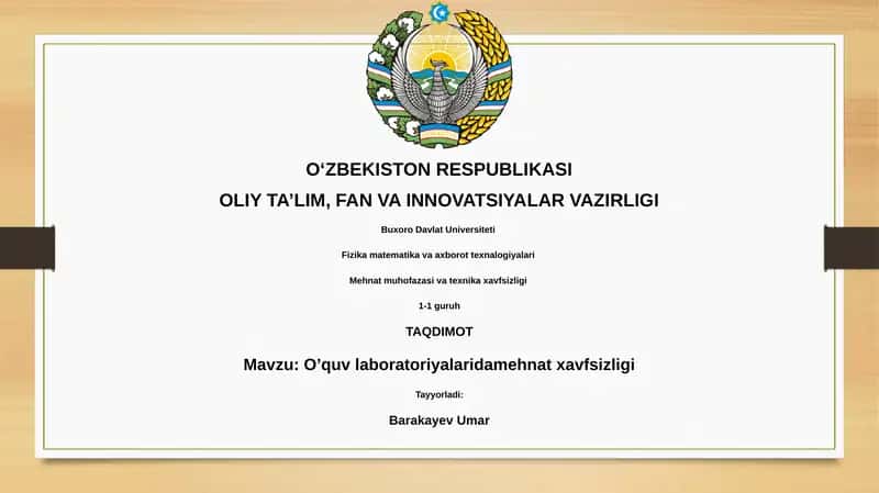 O’quv laboratoriyalarida mehnat xavfsizligi 1
