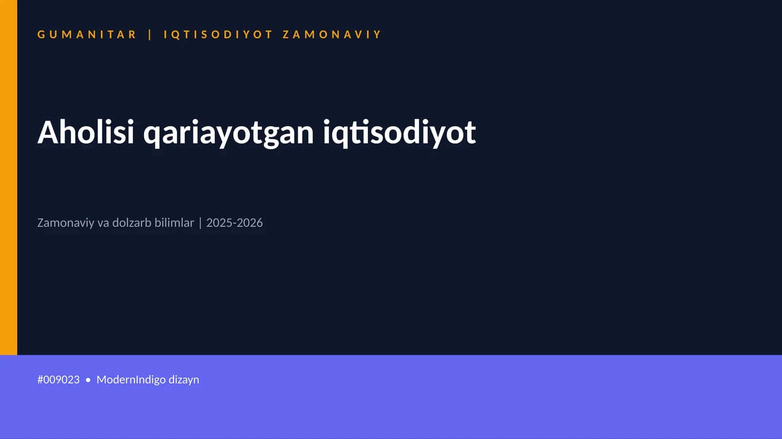 Aholisi qariayotgan iqtisodiyot 1