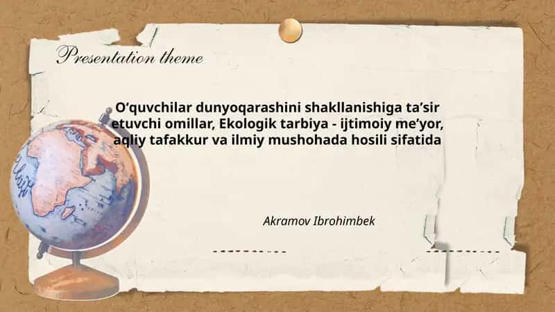 Ekologik tarbiya - ijtimoiy meʼyor 1