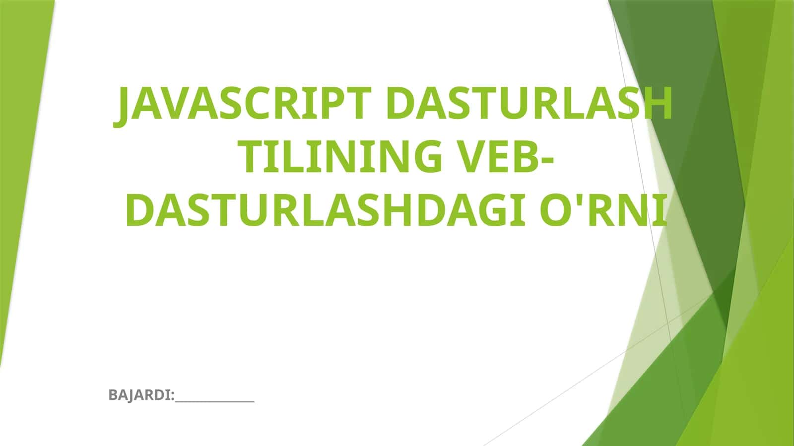 JavaScript Dasturlash Tilining Veb-Dasturlashdagi O'rni 1