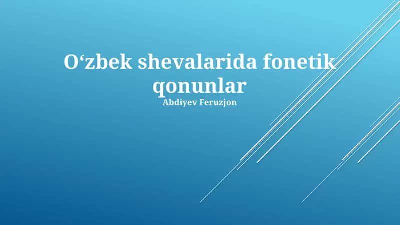 Oʻzbek shevalarida fonetik qonunlar 1
