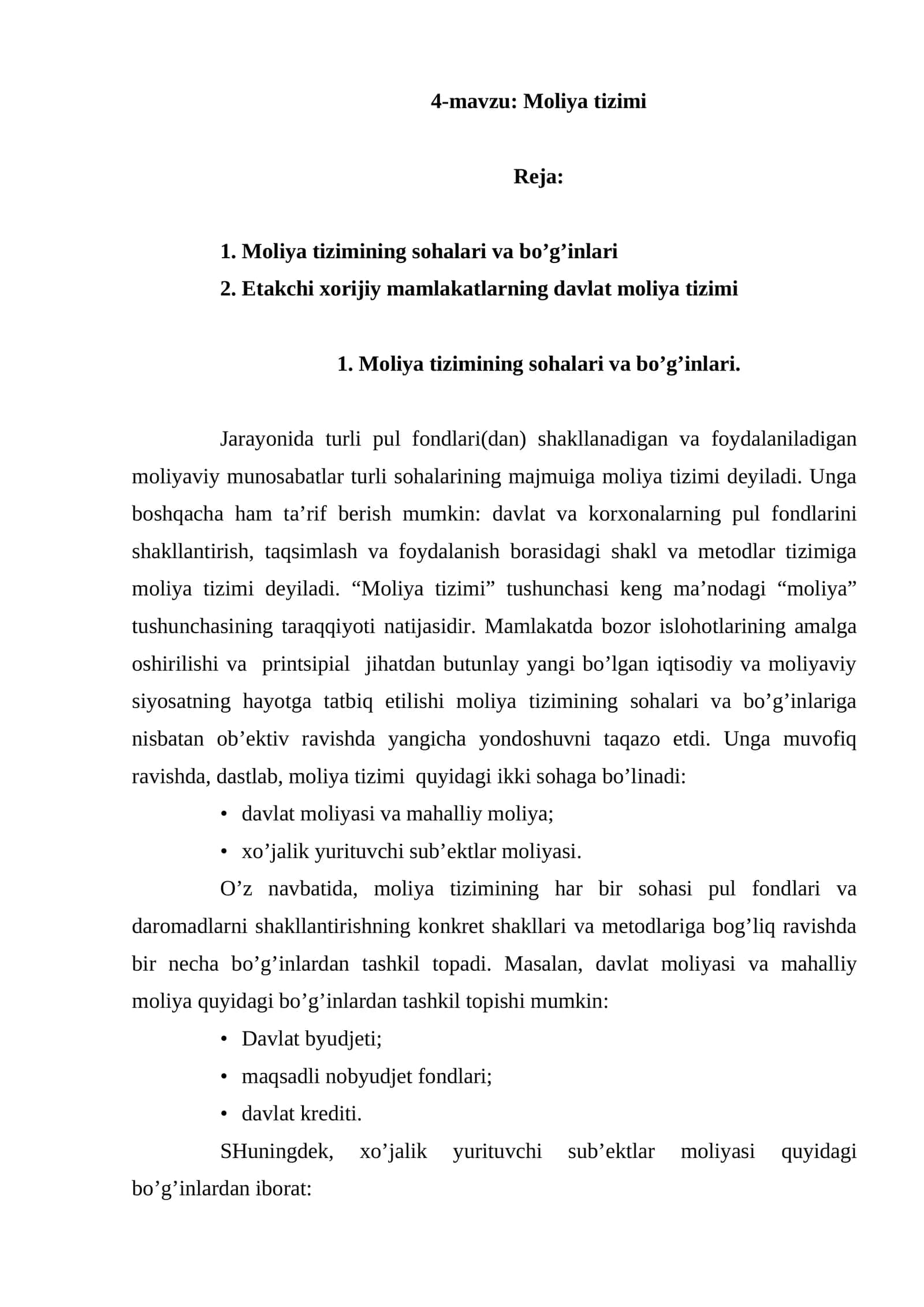 Moliya tizimi 1