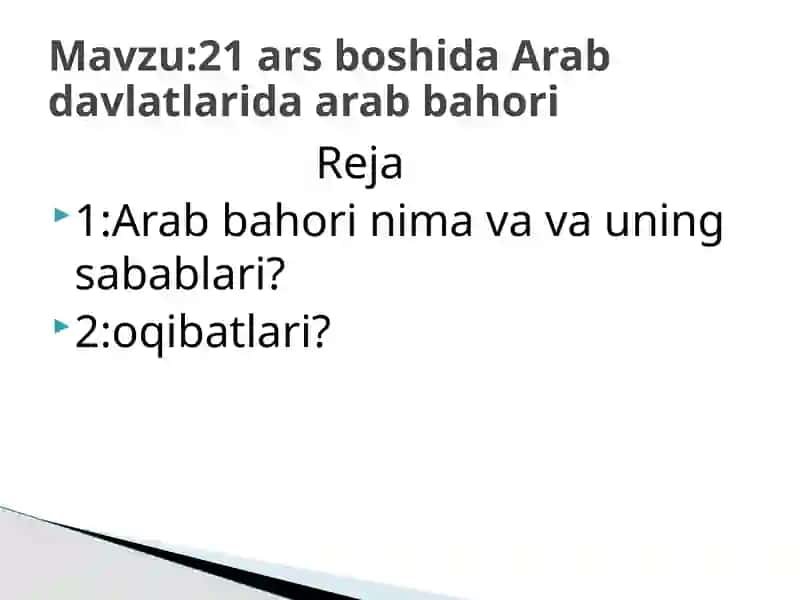 21-Asr boshlarida Arab davlatlarida siyosiy vaziyat