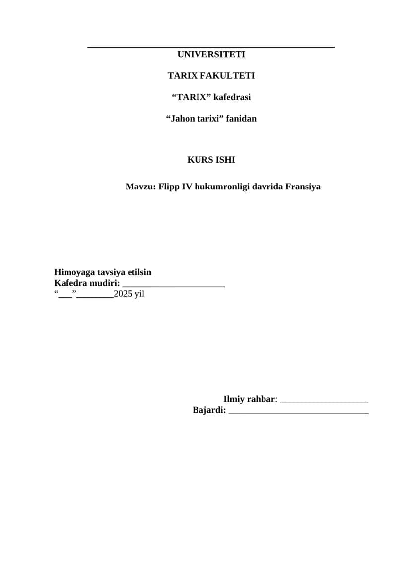 Flipp IV hukumronligi davrida Fransiya 1