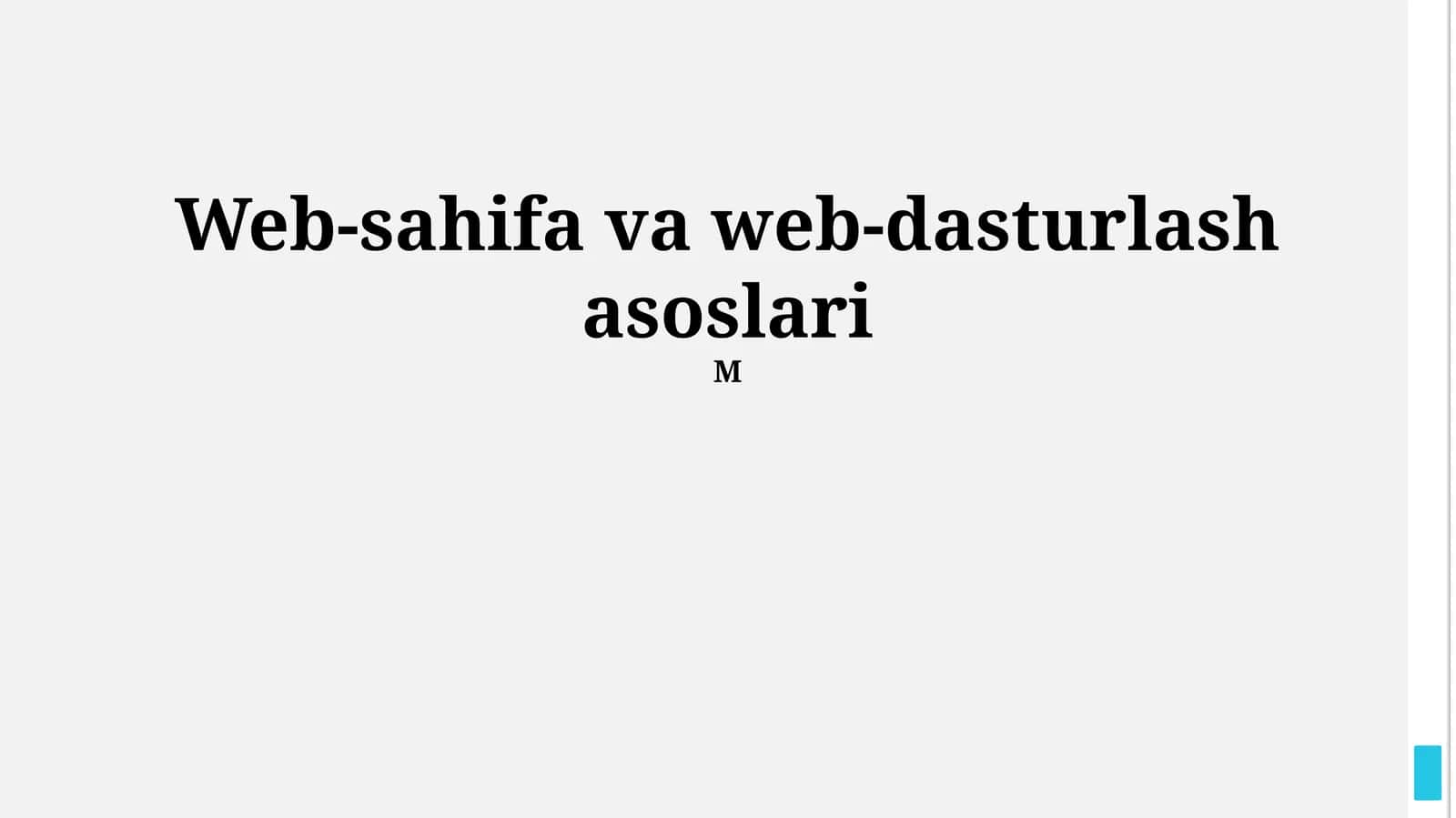 Web-sahifa va web-dasturlash asoslari 1