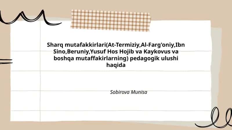 Sharq mutafakkirlari pedagogik ulushi haqida 1