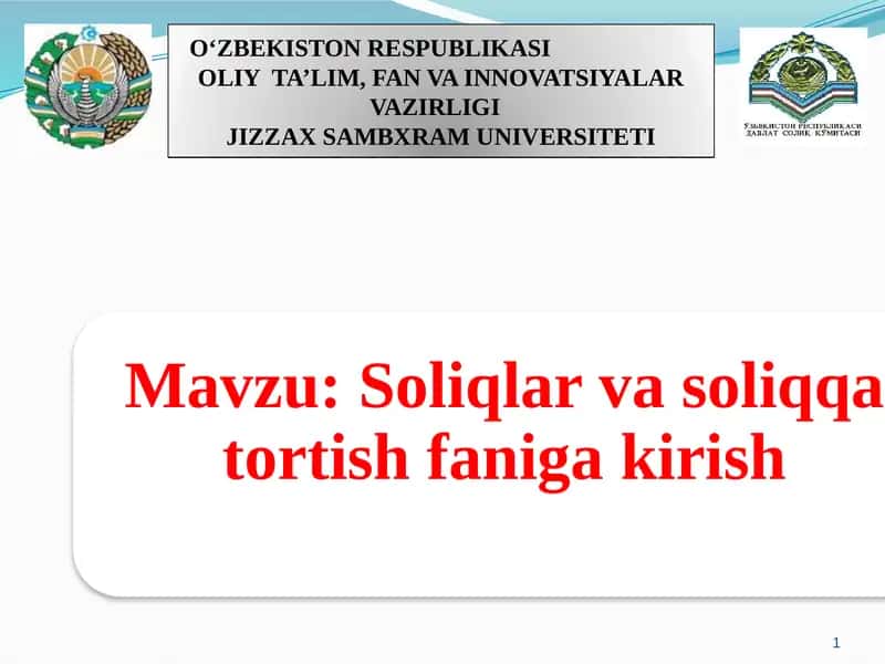 Soliqlar va soliqqa tortish 1