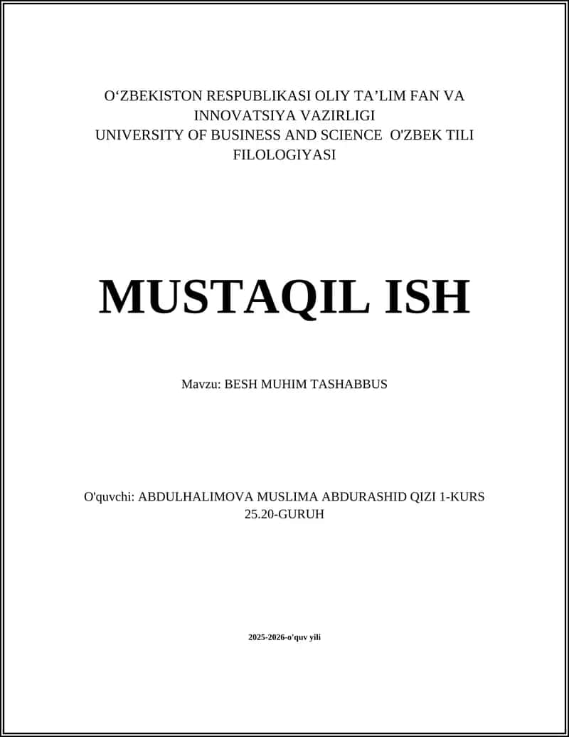 BESH MUHIM TASHABBUS 1