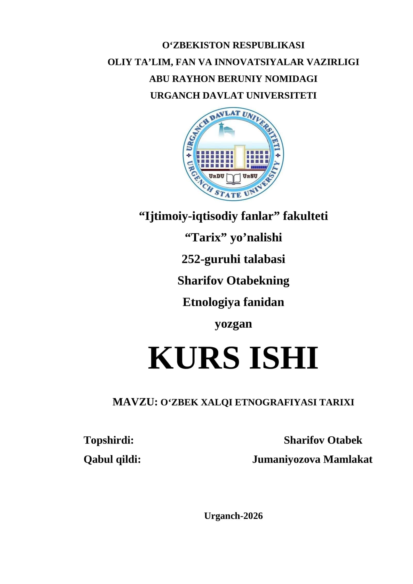 O‘ZBEK XALQI ETNOGRAFIYASI TARIXI 1