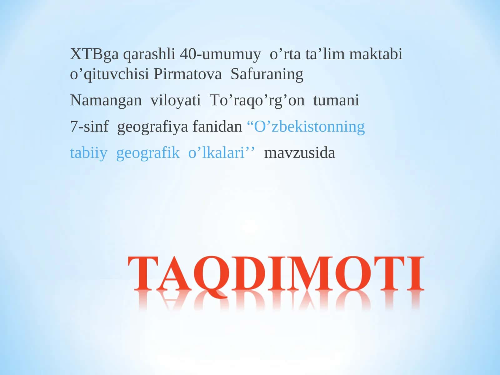 O’zbekistonning tabiiy geografik o’lkalari 1