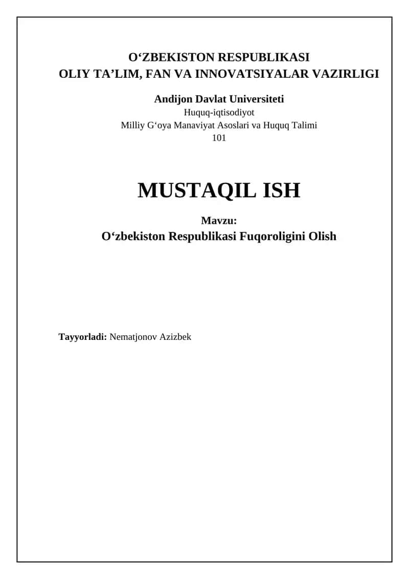 O’zbekiston Respublikasi Fuqoroligini Olish 1