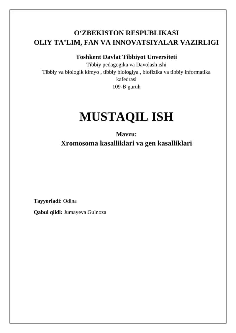 Xromosoma va gen kasalliklari 1