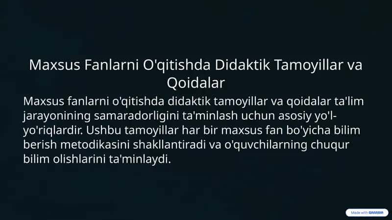 Maxsus Fanlarni O'qitishda Didaktik Tamoyillar va Qoidalar 1