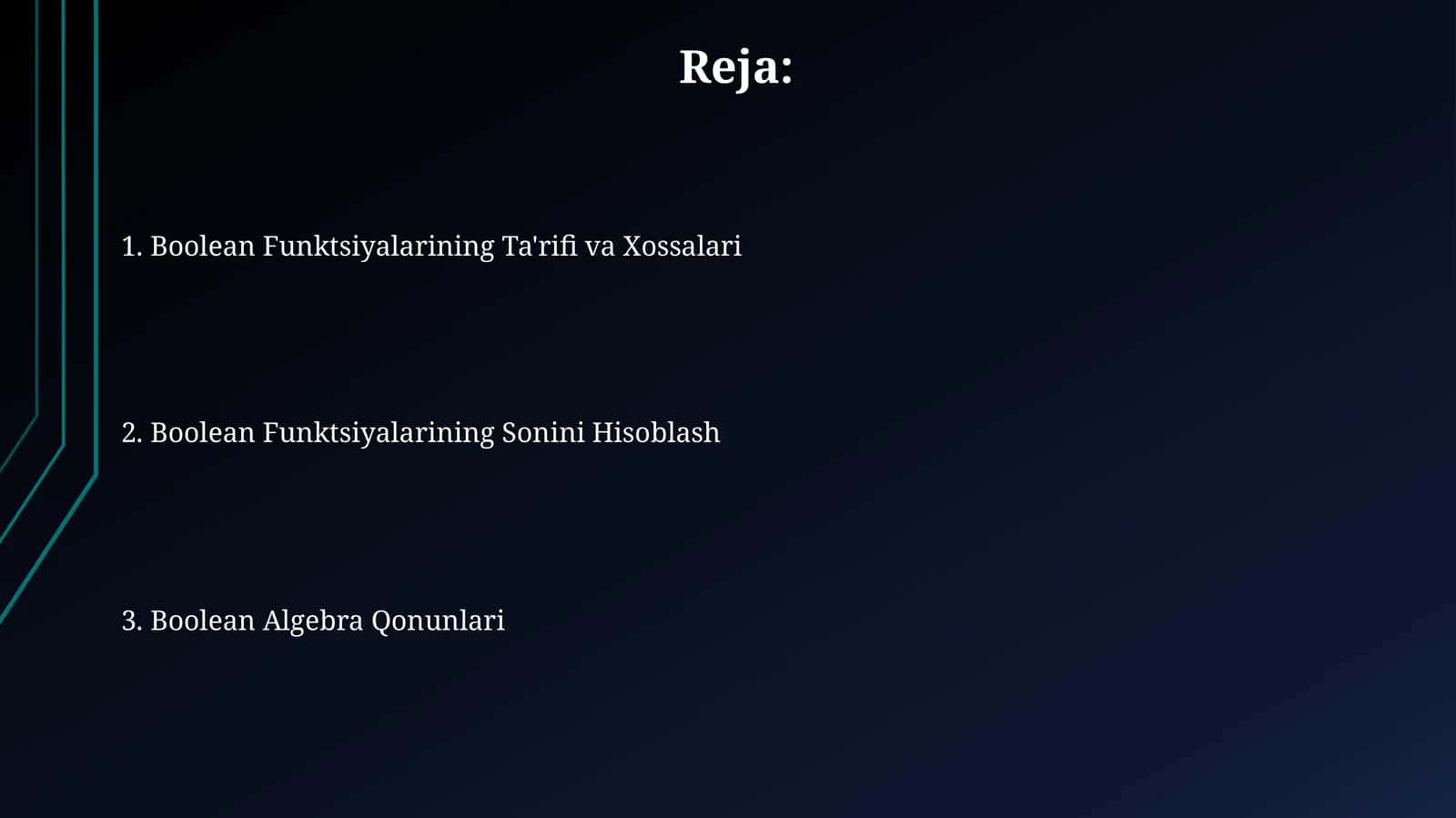 Boolean Funktsiyalarining Ta'rifi va Xossalari 1