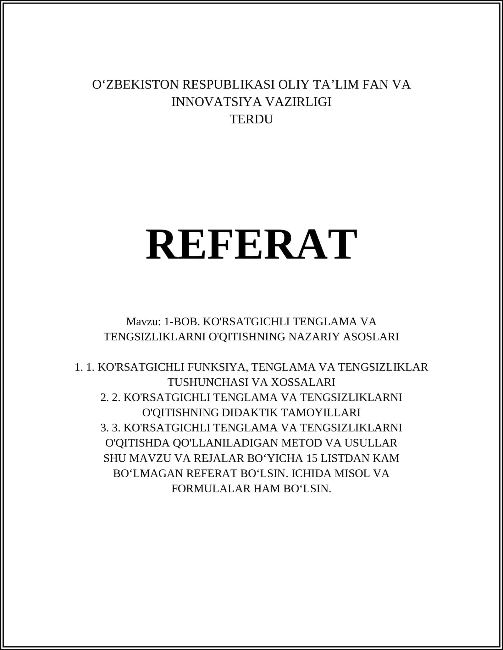 KO'RSATGICHLI FUNKSIYA 1