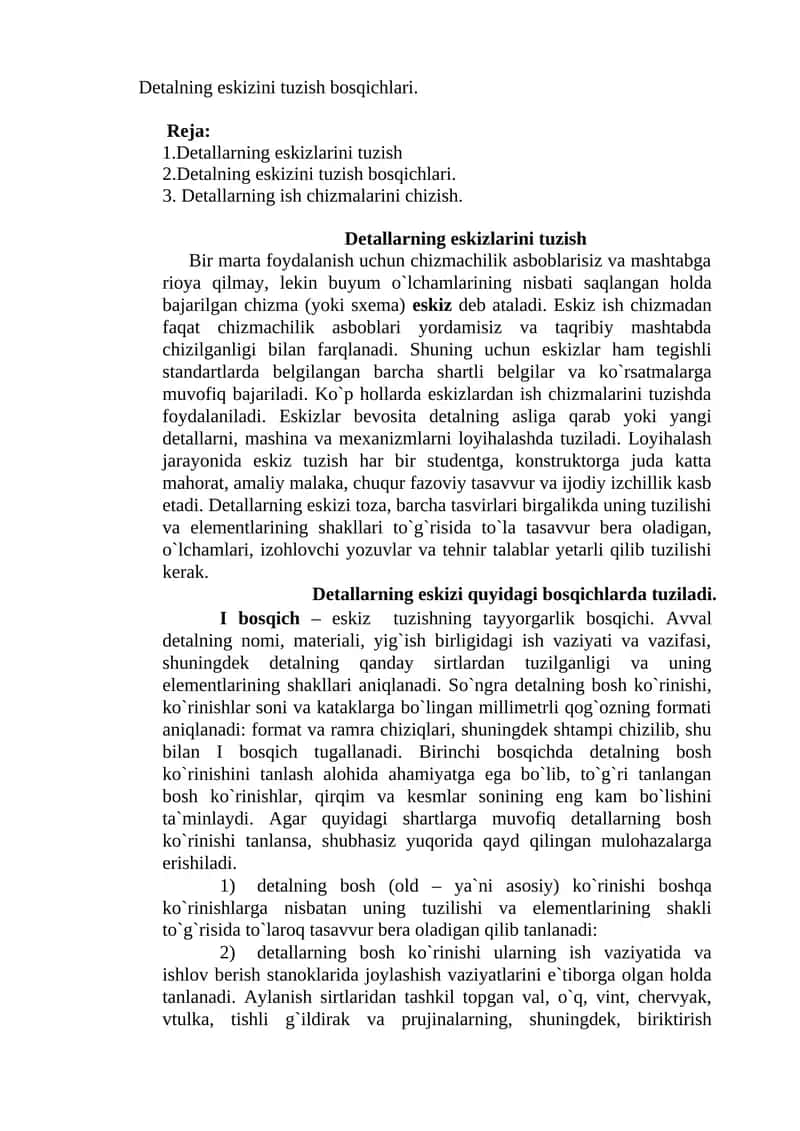 Detallarning eskizlarini tuzish 1