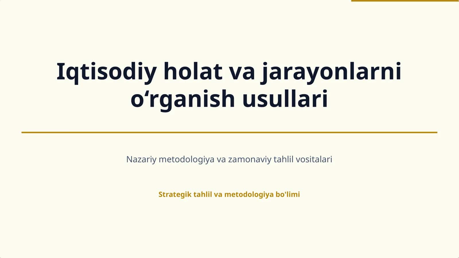 Iqtisodiy holat va jarayonlarni o'rganish usullari 1