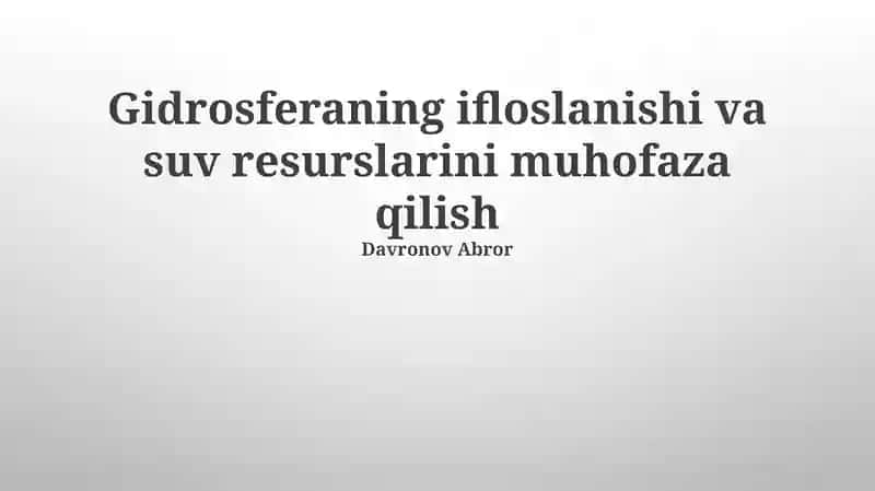 Suv resurslarini muhofaza qilish